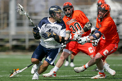 Burkes Net Hat Tricks, Hitchings Makes Seven Saves As Men's Lacrosse Drops 12-6 Maritime Cup Decision To New York Maritime