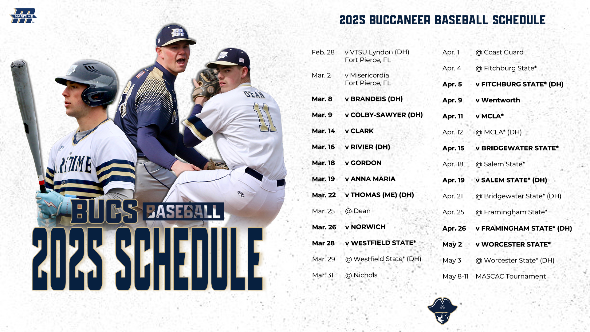 Bucs Baseball Announces 2025 Schedule
