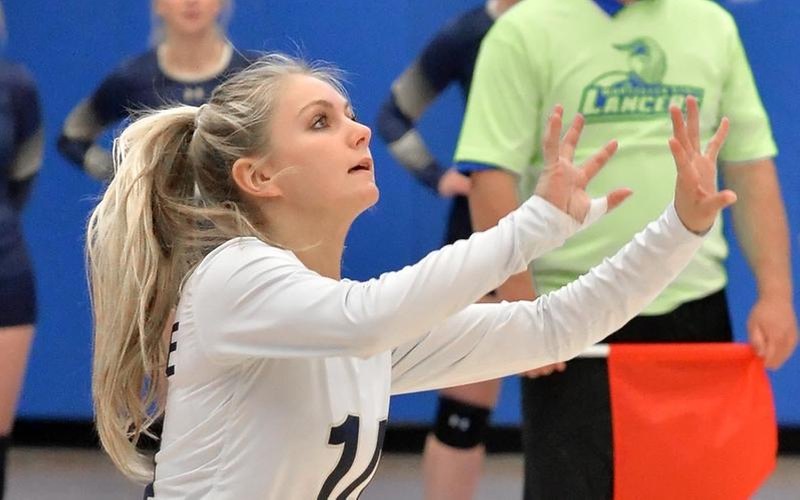 Ruggeri, Hoffman Record Seven Digs Each As Volleyball Falls To Merchant Marine
